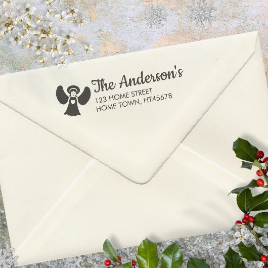 Kerstvakantie engel naam retouradres  zelfinktende stempel