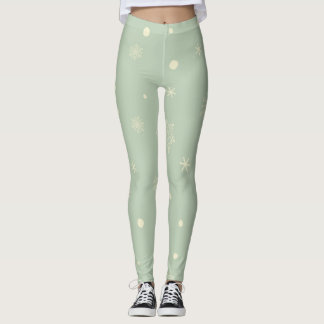 Kerstvakantie Esthetiek Sneeuwvlok Mosgroen Leggings