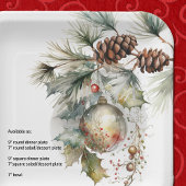 Kerstvakantie Evergreen Pinecones Ornament Papieren Bordje