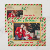 Kerstvakantie Familie Foto Glitter Air Mail Briefkaart (Voorkant / Achterkant)
