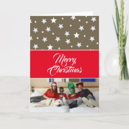 Kerstvakantie Familie Foto Rood Feestdagen Kaart