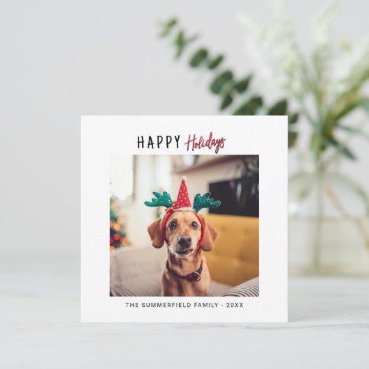 Kerstvakantie familie Pet Photo Groeten Kaart (Staand voorkant)