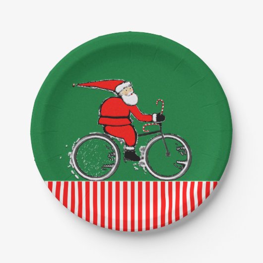 Kerstvakantie feest Fietser Papieren Bordje (Voorkant)