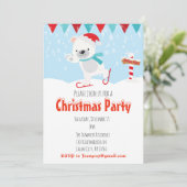Kerstvakantie Feest Schaatsen Ijsbeer Kaart (Staand voorkant)