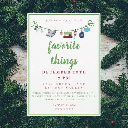 Kerstvakantie feestelijke favoriete dingen kaart