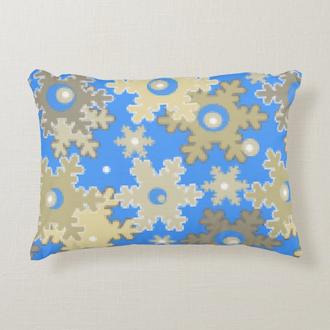 Kerstvakantie feestelijke wintersneeuwvlokken held accent kussen (Voorkant)