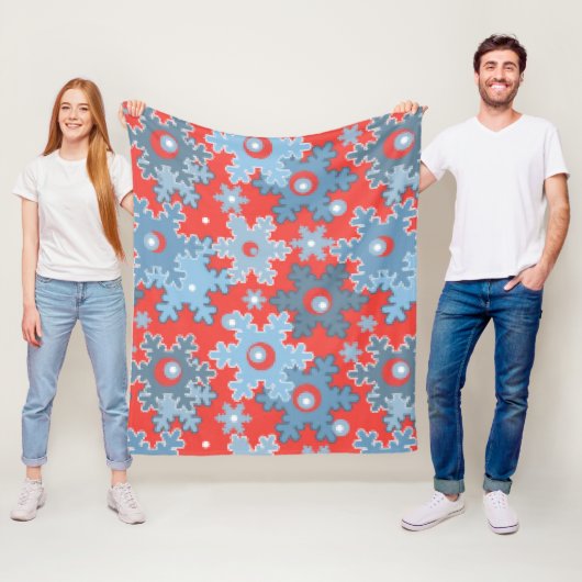 Kerstvakantie feestelijke wintersneeuwvlokken held fleece deken (In situ)