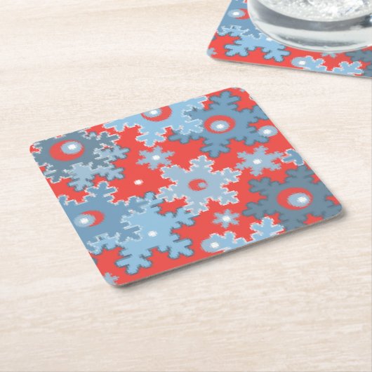 Kerstvakantie feestelijke wintersneeuwvlokken held kartonnen onderzetters (Schuin)