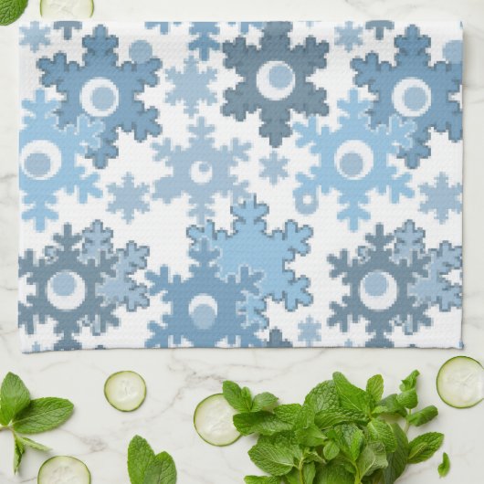 Kerstvakantie feestelijke wintersneeuwvlokken held theedoek (Gevouwen)