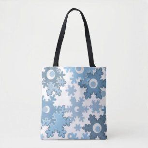 Kerstvakantie feestelijke wintersneeuwvlokken held tote bag