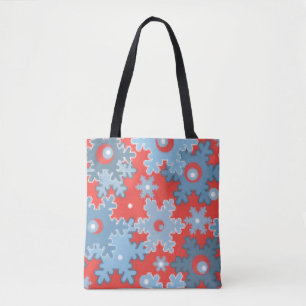 Kerstvakantie feestelijke wintersneeuwvlokken held tote bag