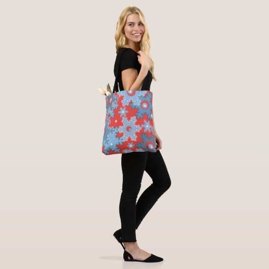 Kerstvakantie feestelijke wintersneeuwvlokken held tote bag (Op model)