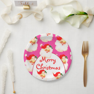 Kerstvakantie feestje Kerstman Roze Papieren Bordje