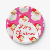 Kerstvakantie feestje Kerstman Roze Papieren Bordje (Voorkant)