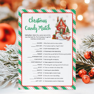 Kerstvakantie Feestje Snoep Match Game Feestdagenkaart
