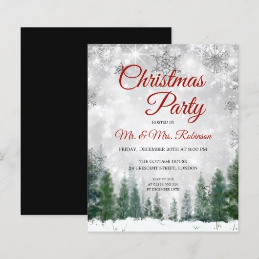 Kerstvakantie feestje Zilver Winter Wonderland (Voorkant / Achterkant)