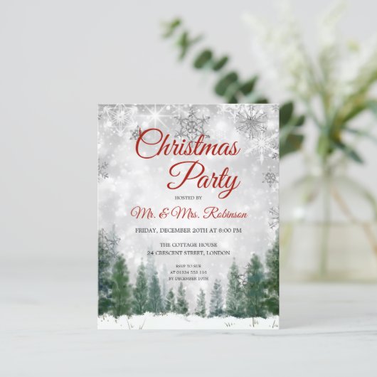 Kerstvakantie feestje Zilver Winter Wonderland (Staand voorkant)