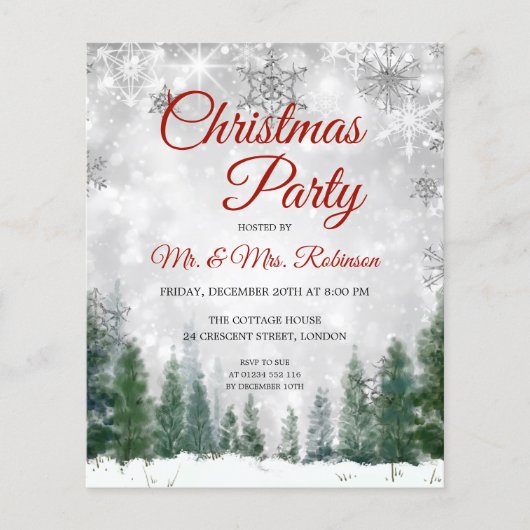 Kerstvakantie feestje Zilver Winter Wonderland (Voorkant)