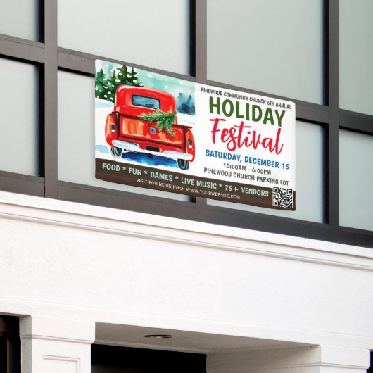 Kerstvakantie Festival Banner (Buitenkant Gebouw)