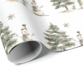 Kerstvakantie Fine Tree Snow man Cadeaupapier (Rol Hoek)