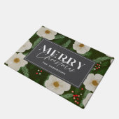 Kerstvakantie Floral Pine Berry Deurmat (Schuin)