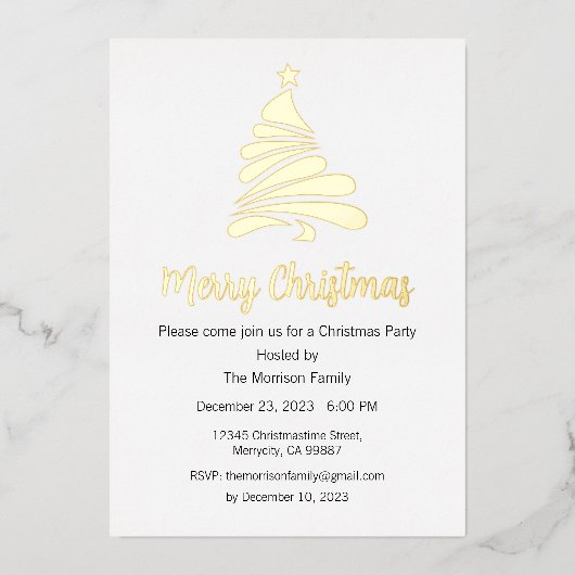 Kerstvakantie Folie Briefkaart, Kerst Uitnodiging (Voorkant)