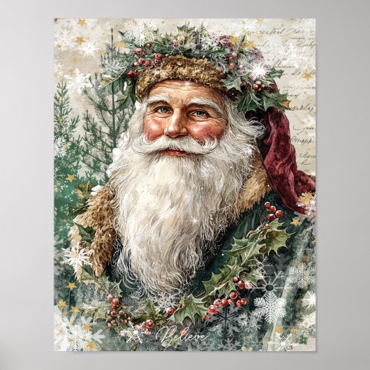 Kerstvakantie folk santa geloven poster (Voorkant)