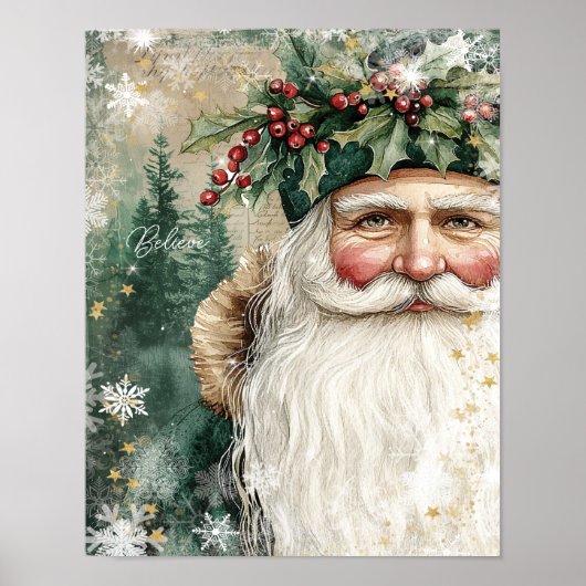 Kerstvakantie folk santa geloven poster (Voorkant)