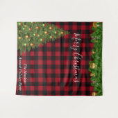 Kerstvakantie Foto Achtergrond Buffalo Plaid Wandkleed (Voorkant (horizontaal))