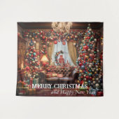 Kerstvakantie foto achtergrond versierde kamer wandkleed (Voorkant (horizontaal))