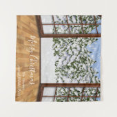 Kerstvakantie Foto Achtergrond Winterlandschap Wandkleed (Voorkant (horizontaal))