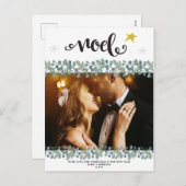 Kerstvakantie Foto briefkaart Blauw Bloemen (Voorkant / Achterkant)