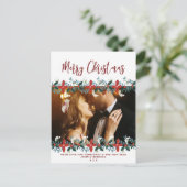 Kerstvakantie Foto briefkaart Bloemen (Staand voorkant)