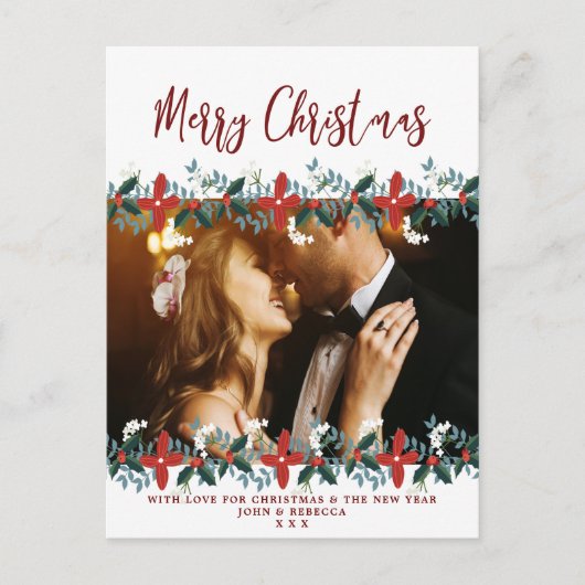 Kerstvakantie Foto briefkaart Bloemen (Voorkant)