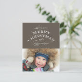 KERSTVAKANTIE FOTO BRIEFKAART | TAUPE (Staand voorkant)