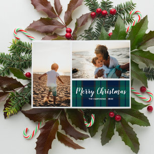 Kerstvakantie foto Collage zwart horloge Plaid Feestdagenkaart