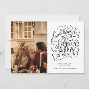Kerstvakantie Foto Comfort En Vreugde Typografie Feestdagenkaart