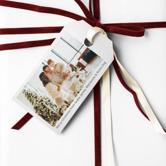 Kerstvakantie Foto en tekst gepersonaliseerd Cadeaulabel