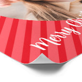 Kerstvakantie foto Feestelijk rood gestreept Poster (Hoek)