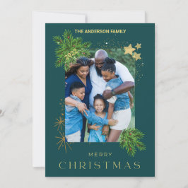 Kerstvakantie foto groen feestdagenkaart