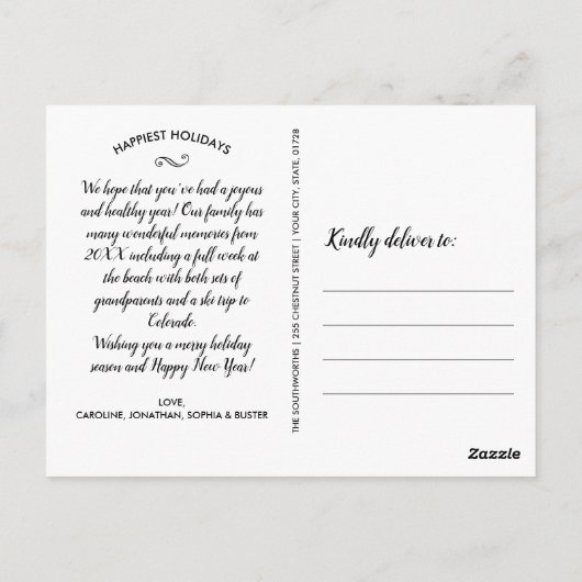 Kerstvakantie foto Hand getrokken vreugde vrede li Briefkaart (Achterkant)