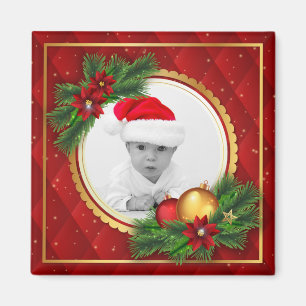 Kerstvakantie foto Rode Groene Creëer Uw Eigen Magneet