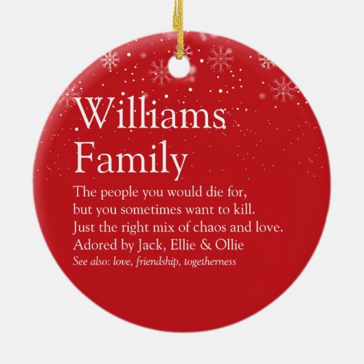 Kerstvakantie Foto Uw Familie Definitie Keramisch Ornament (Achterkant)
