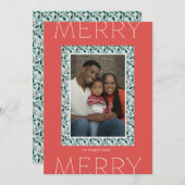 Kerstvakantie Fotokaart (Rood) Feestdagenkaart (Voorkant / Achterkant)