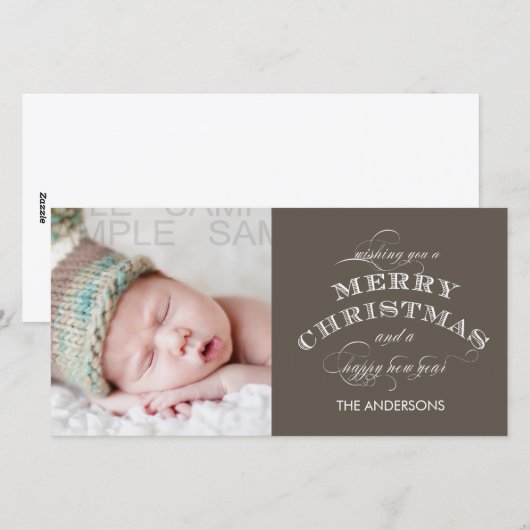 KERSTVAKANTIE FOTOKAART TAUPE FEESTDAGENKAART (Voorkant / Achterkant)