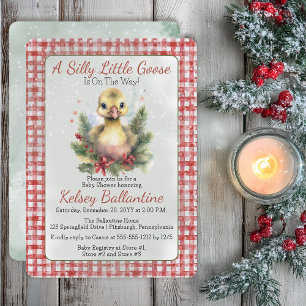 Kerstvakantie Gans Kuiken Baby Shower Kaart