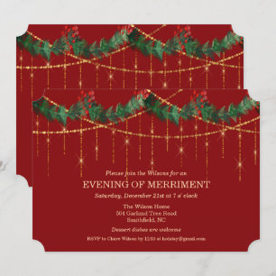 Kerstvakantie Garland Glitter uitnodiging