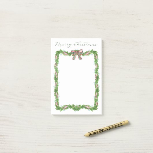 Kerstvakantie Garland Ribbon Bow Plaid Post-it® Notes (Op bureau)