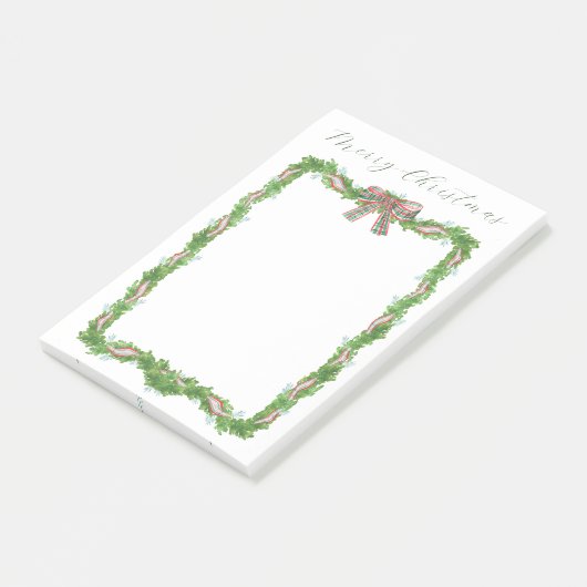 Kerstvakantie Garland Ribbon Bow Plaid Post-it® Notes (Schuin)