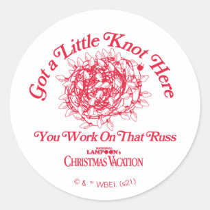 kerstvakantie   Geef hier een kleine knoop Ronde Sticker